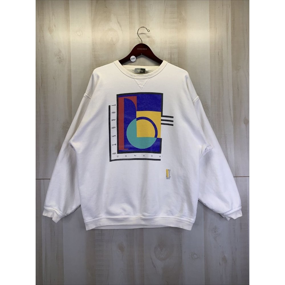 Vintage 1990s Toronto Canada Abstract Graphics Crew Neck Sweatshirt XL-8487